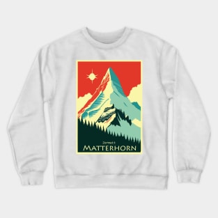 Matterhorn, Zermatt,Switzerland,Ski Poster Crewneck Sweatshirt